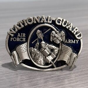 Vtg Bergamot Brass Works National Guard Air Force Army Belt Buckle N-132 1982